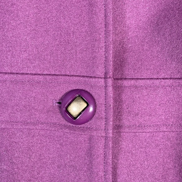 Tulle Purple Wool Blend Coat Button Front Lapel Collar Lined Women's Size L - Picture 3 of 16